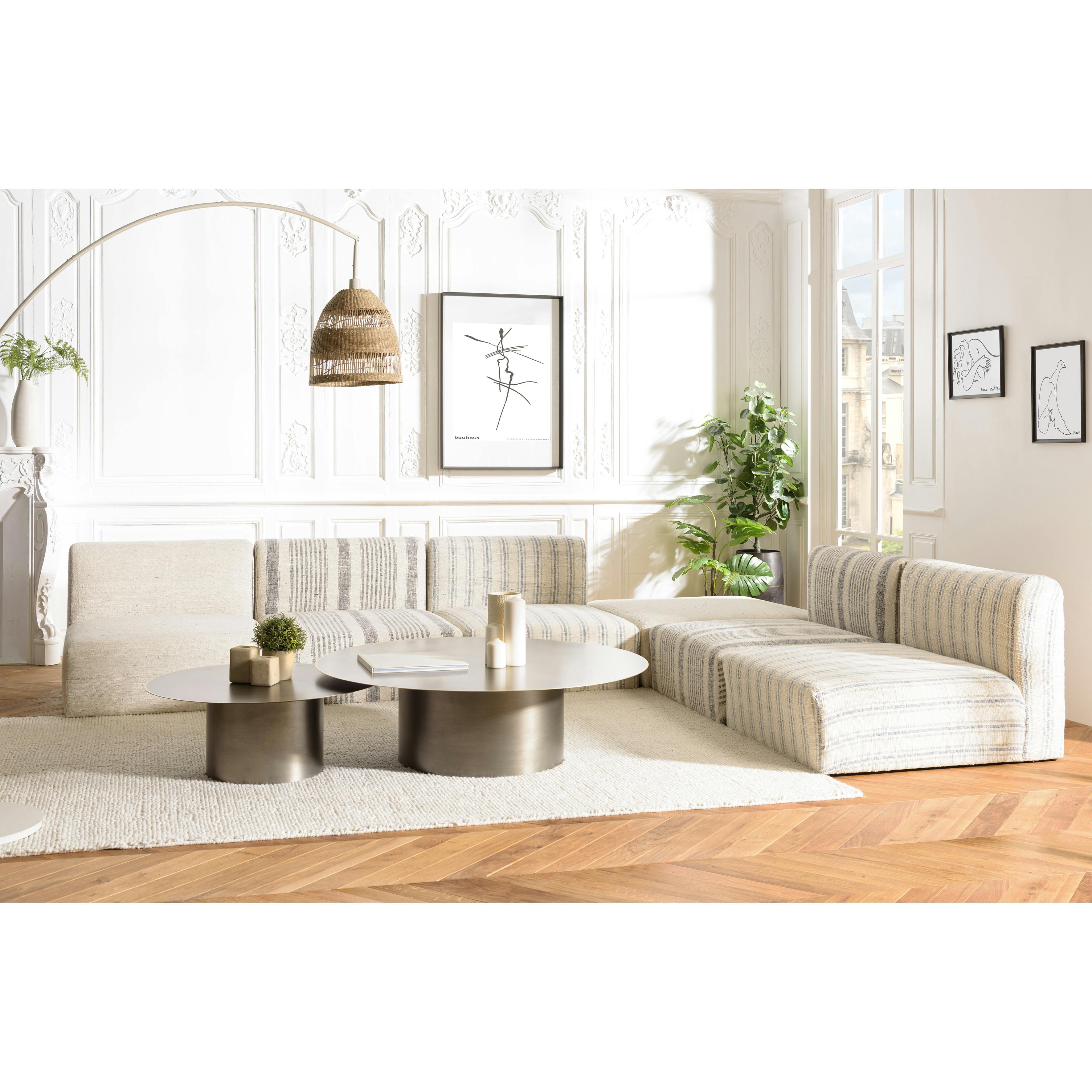 Canapé tissu beige et gris 6 éléments modulables SURATE