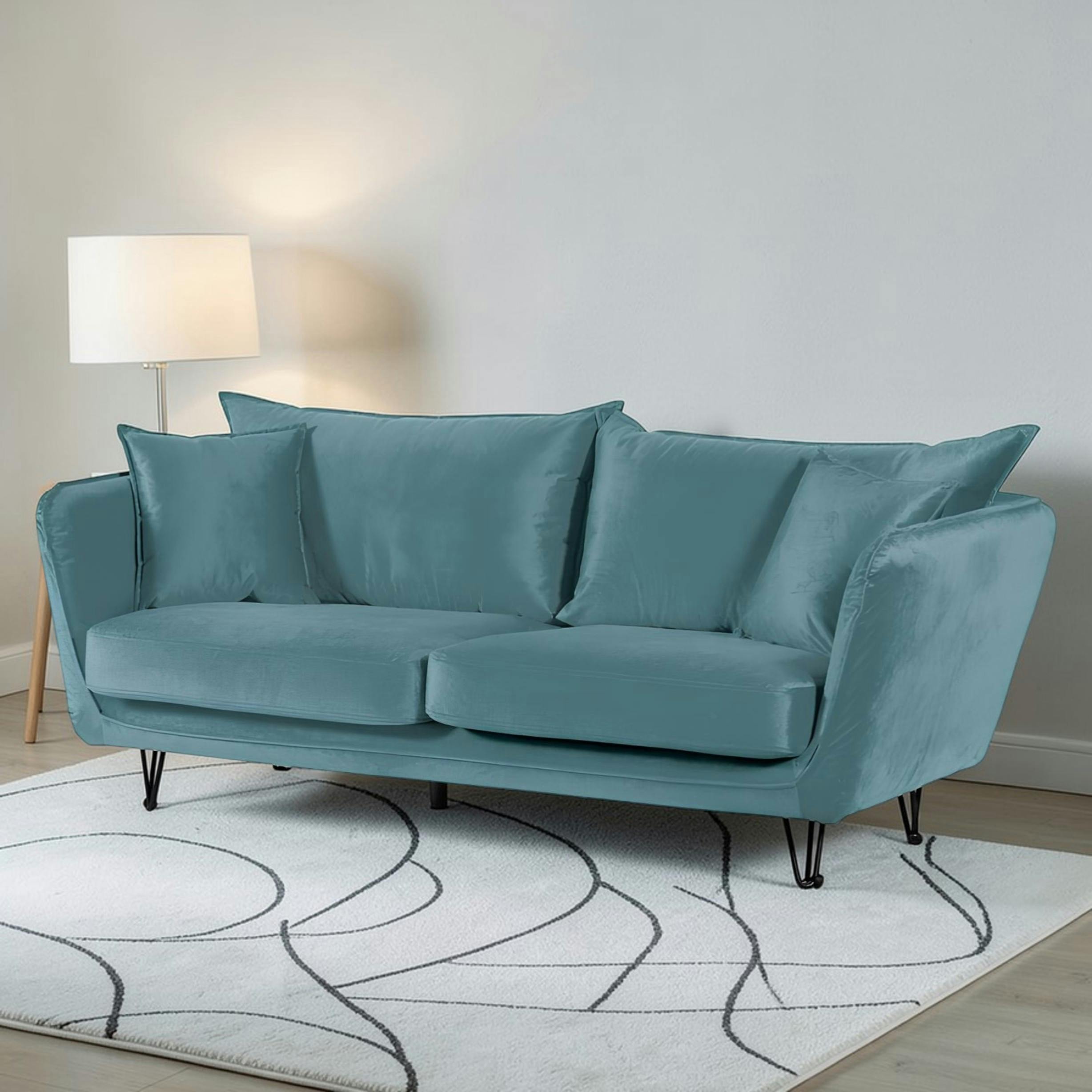 Canapé velours bleu pétrole EPIKA