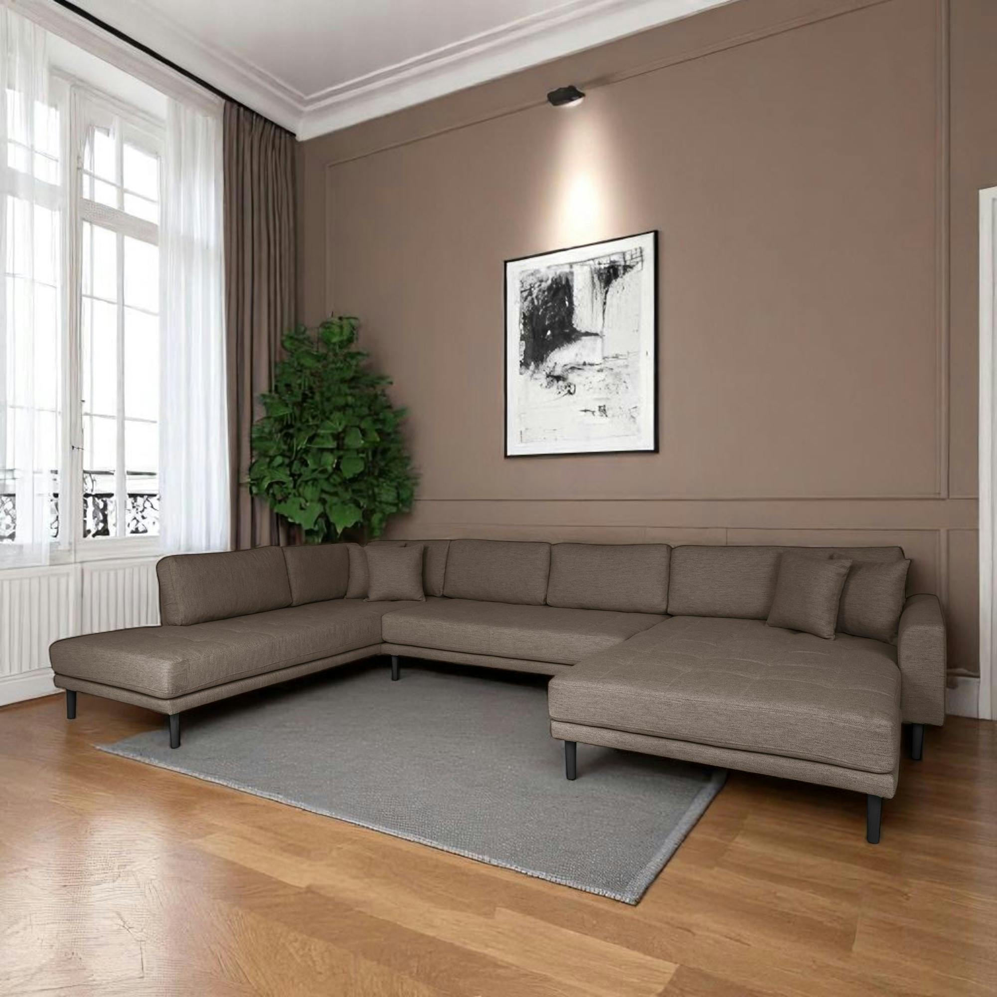 Canapé panoramique marron - côté droit, 370 cm AMSTERDAM