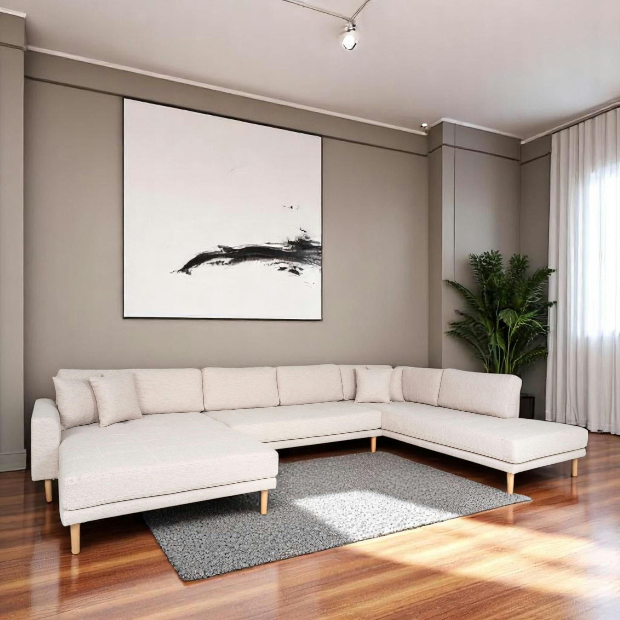 Canapé panoramique beige sable - côté gauche, 370 cm AMSTERDAM