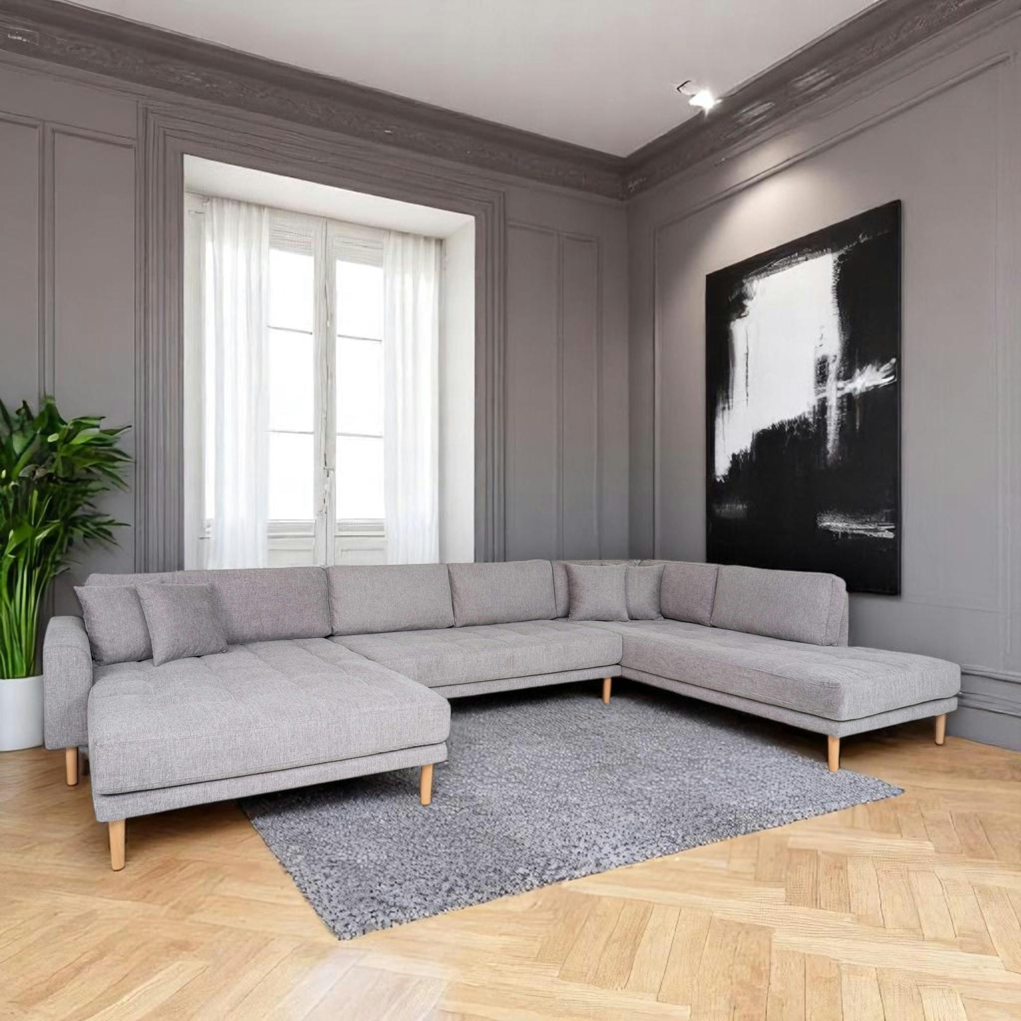 Canapé panoramique gris clair - côté gauche, 370 cm AMSTERDAM