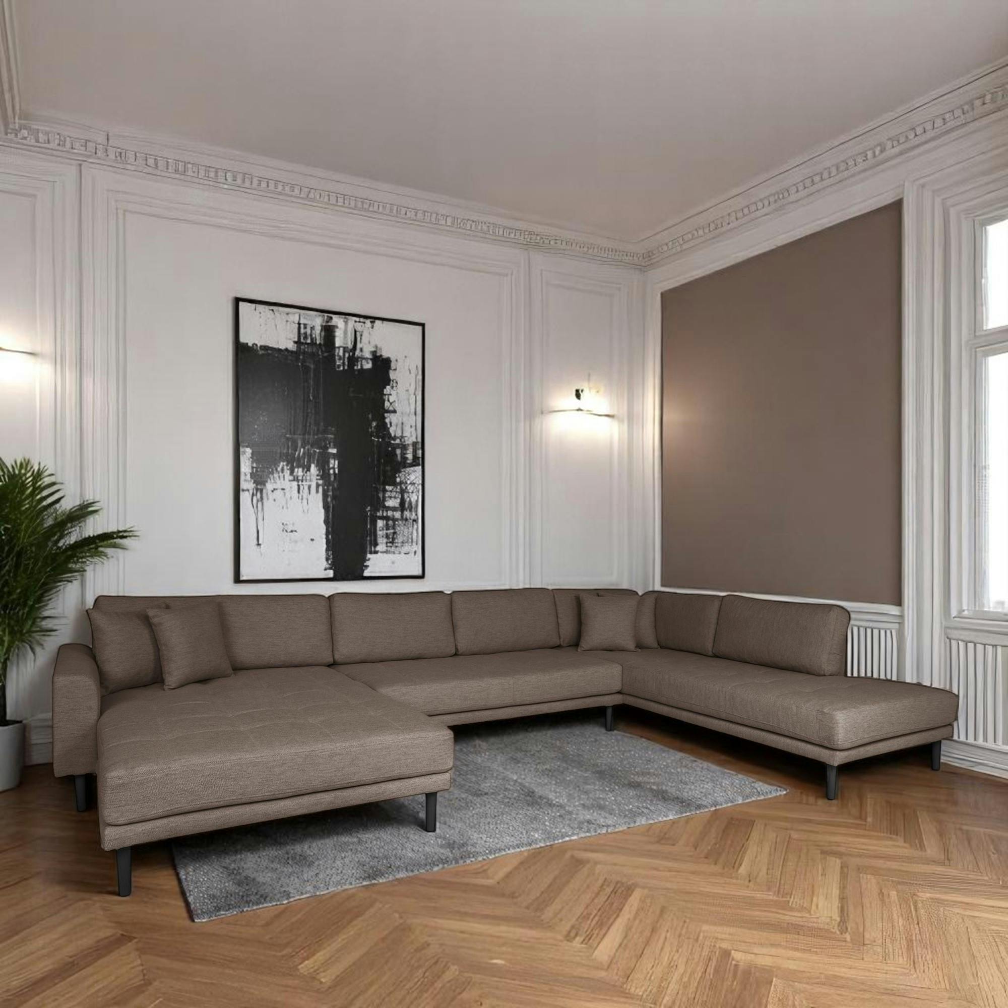 Canapé panoramique marron - côté gauche, 370 cm AMSTERDAM