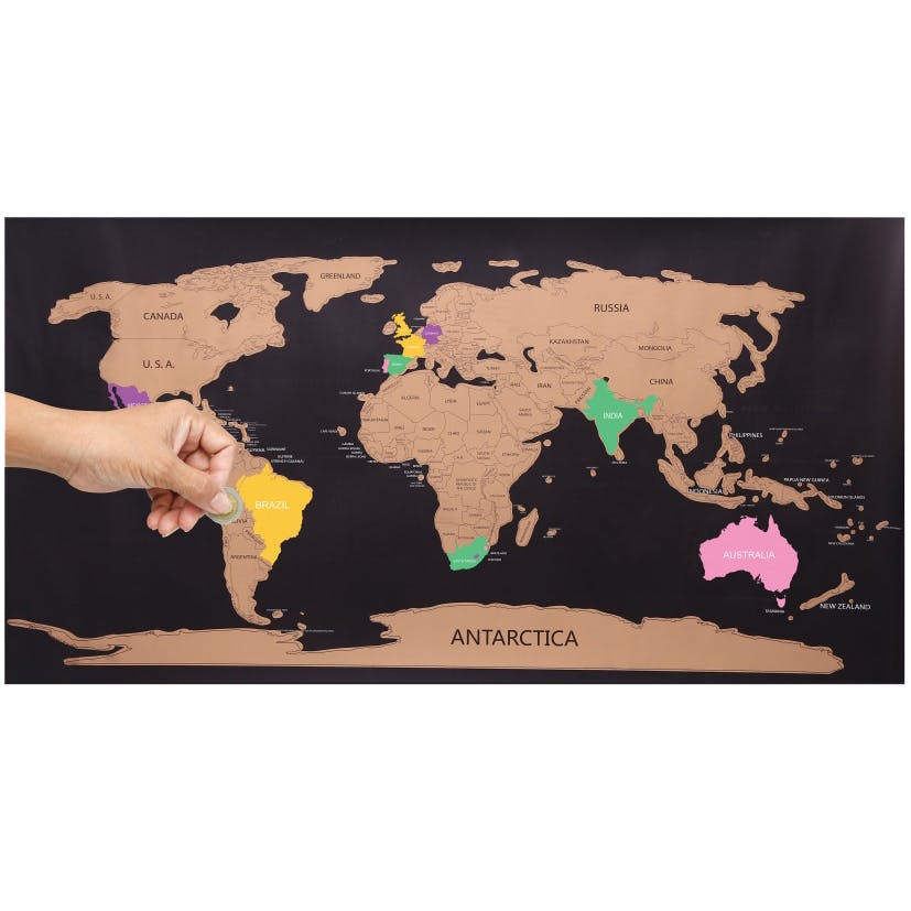Carte du Monde à gratter 80x45cm, Décorations murales