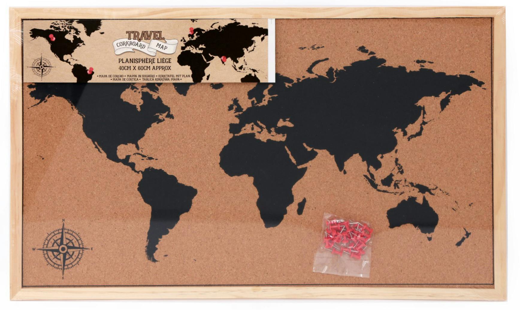 Carte du monde en liège - 40 x 30cm - PrimoLaser