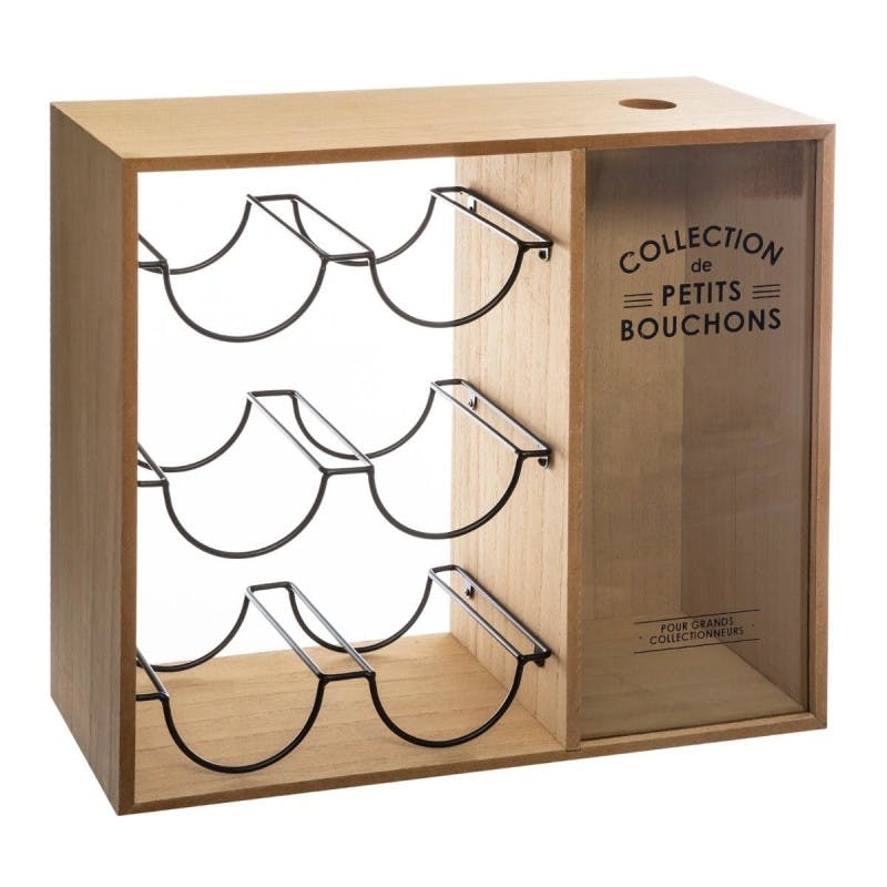 Casier à bouteilles avec réservoir à bouchons