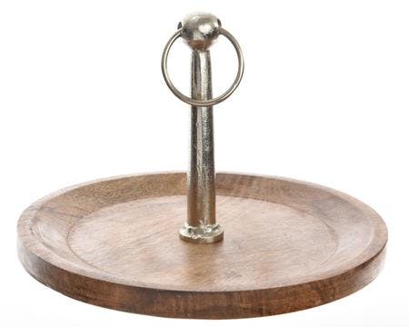 Centre de table en manguier et aluminium D30xH20cm