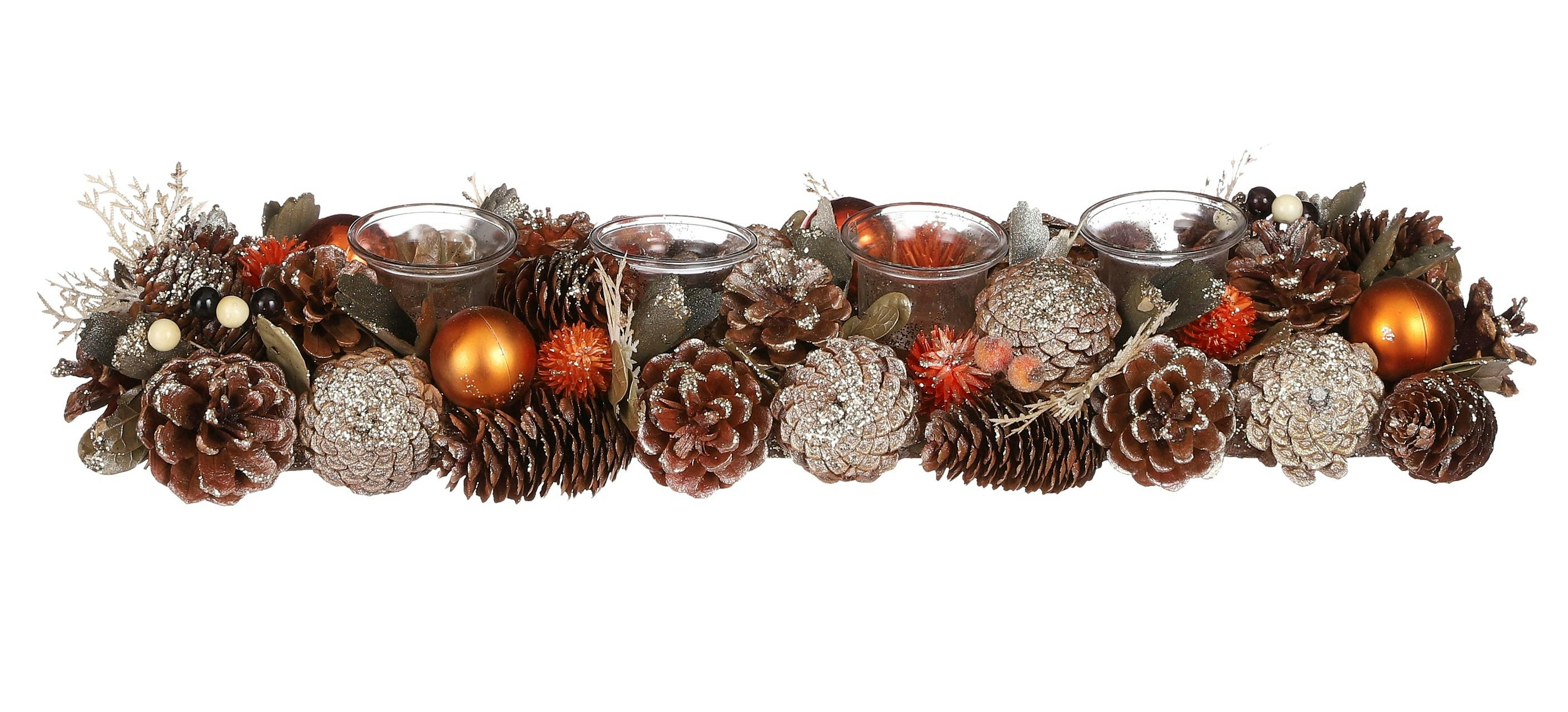 Centre de table Noël avec photophore (orange cuivré)