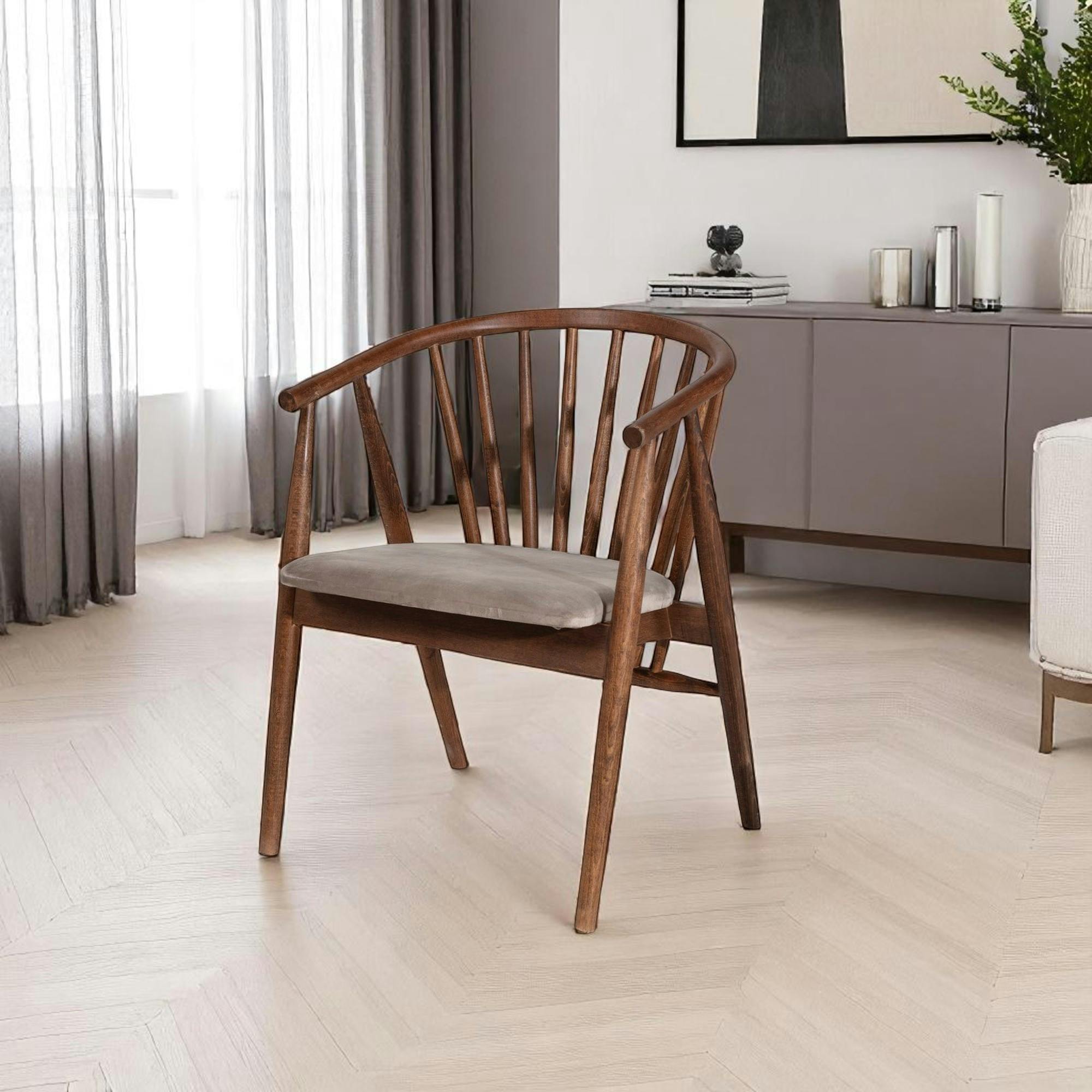 Chaise à barreaux - velours taupe TENA