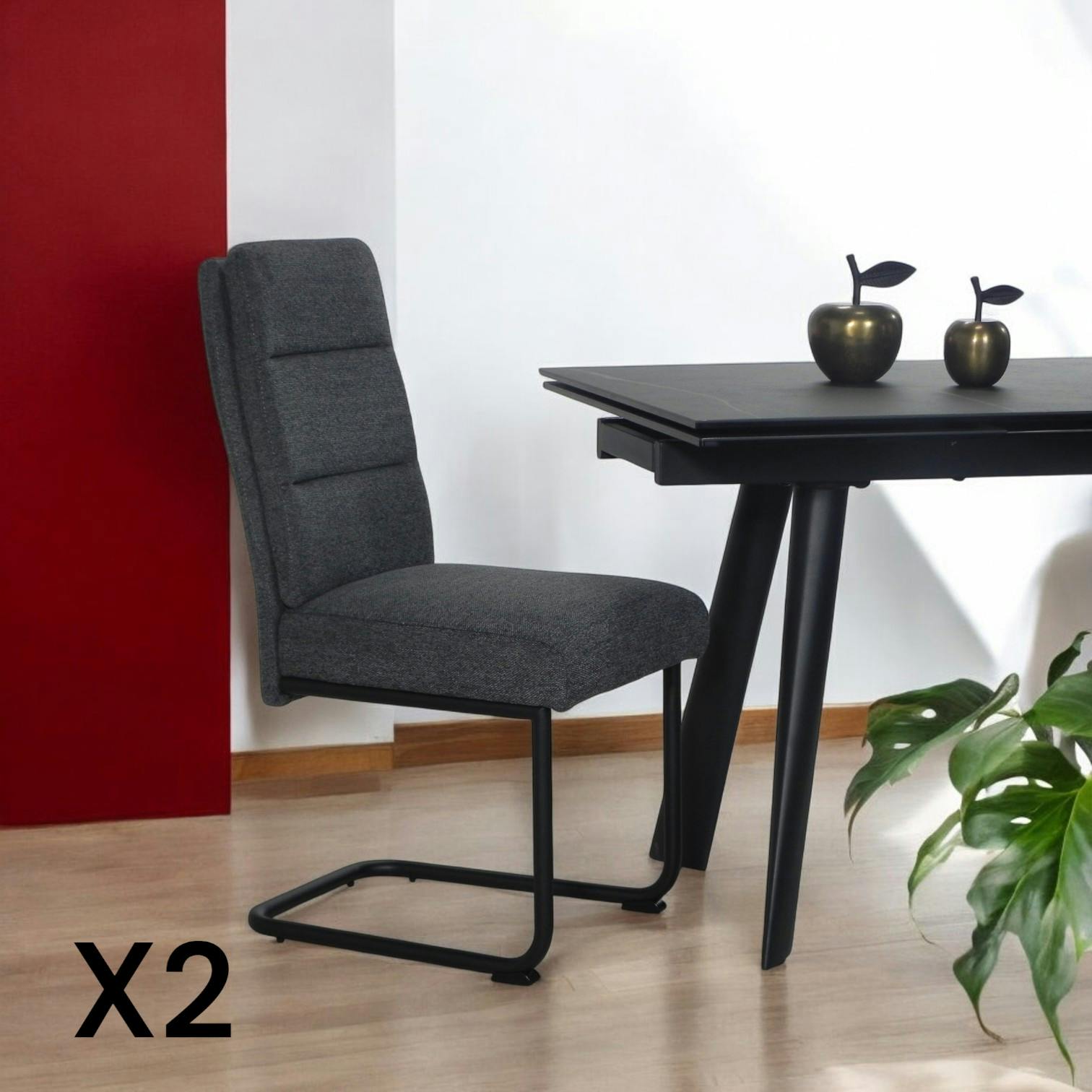 Chaise à dossier haut en tissu anthracite (lot de 2) LOMBARDIE