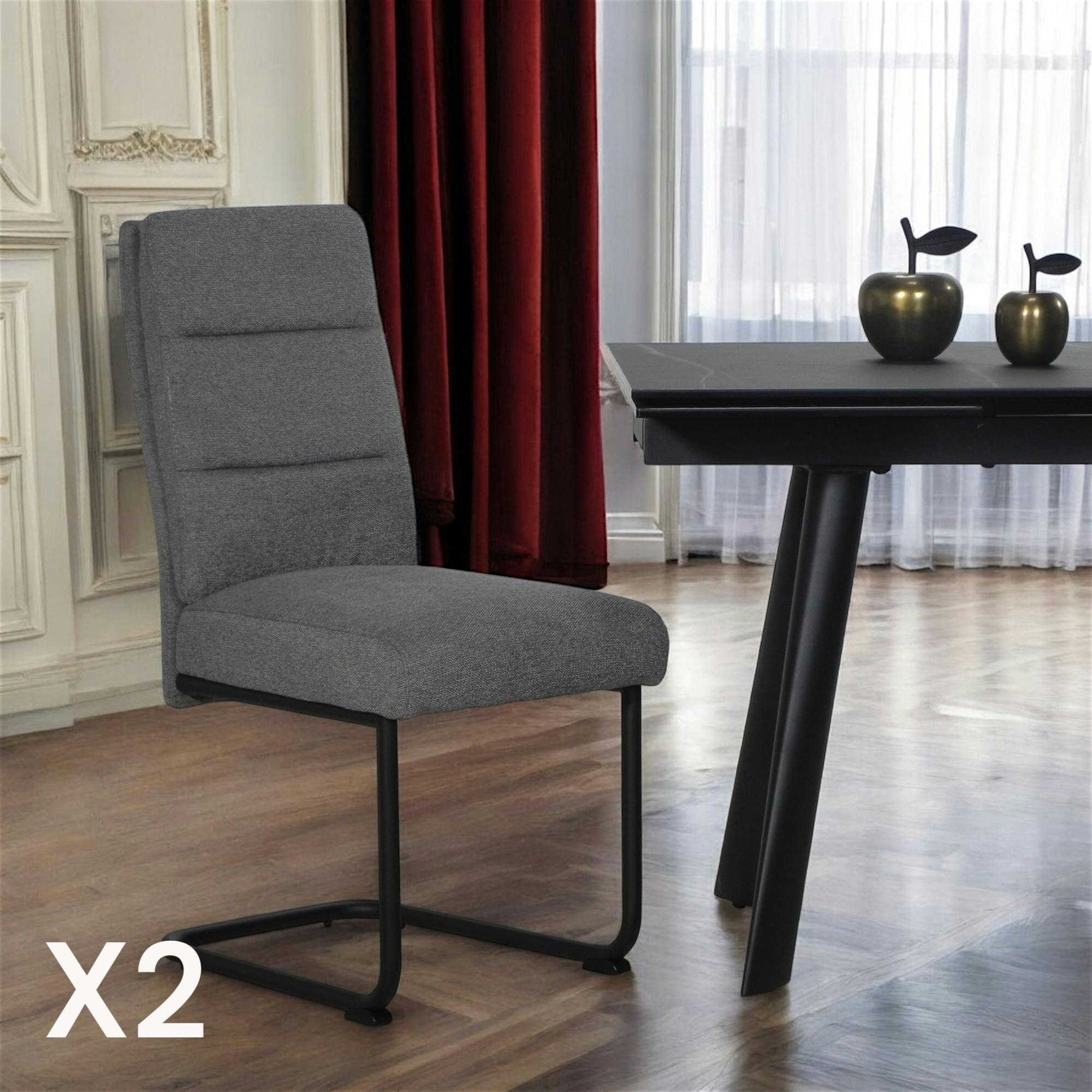 Chaise à dossier haut en tissu gris (lot de 2) LOMBARDIE