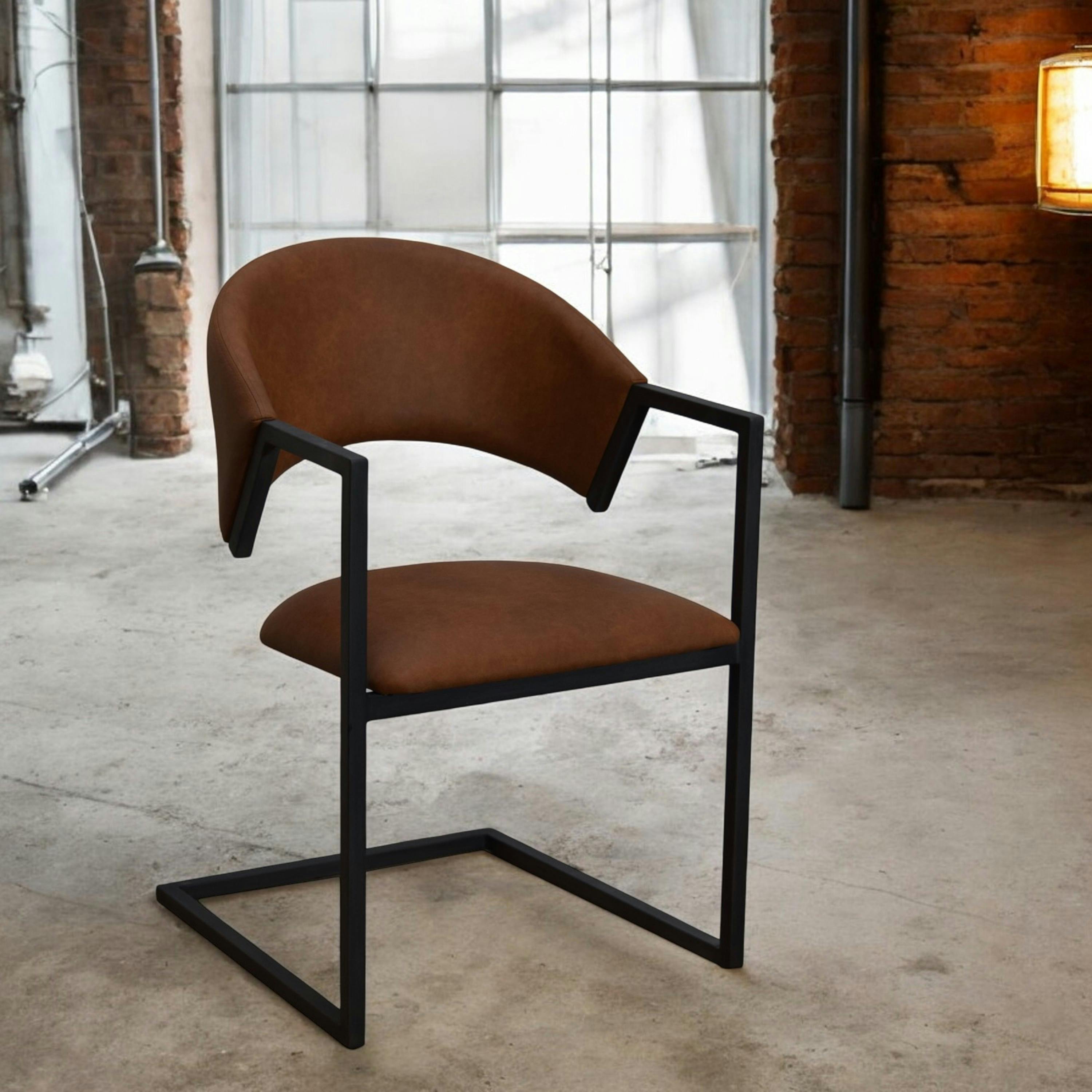 Chaise industrielle confort avec assise en microfibre chocolat