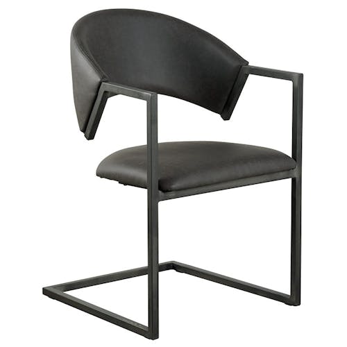Chaise avec accoudoirs tissu microfibres gris et pieds métal noir 53x81x54cm