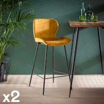 Chaise bar en velours doré MELBOURNE (lot de 2)
