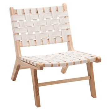 Chaise basse bois tissu tressé réf.30022514