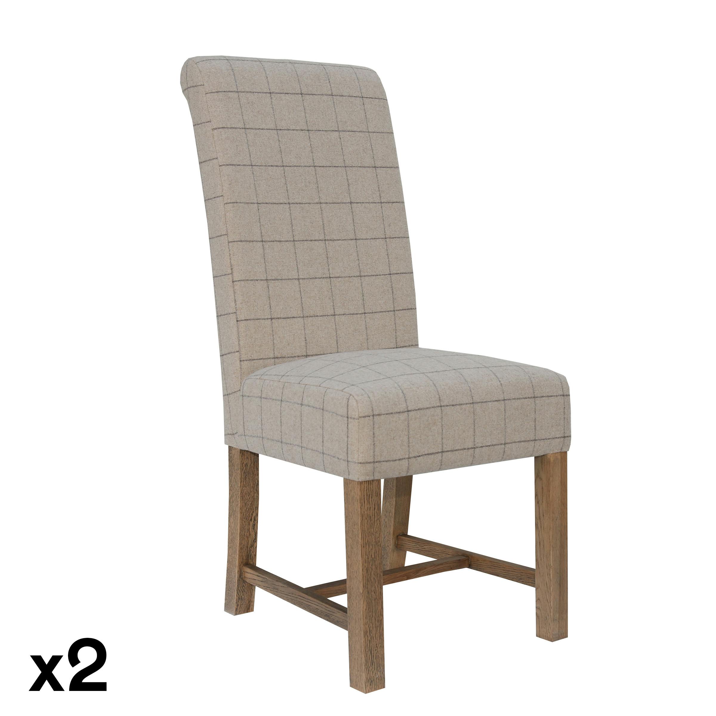 Chaise beige à carreaux (lot de 2) COTTAGE