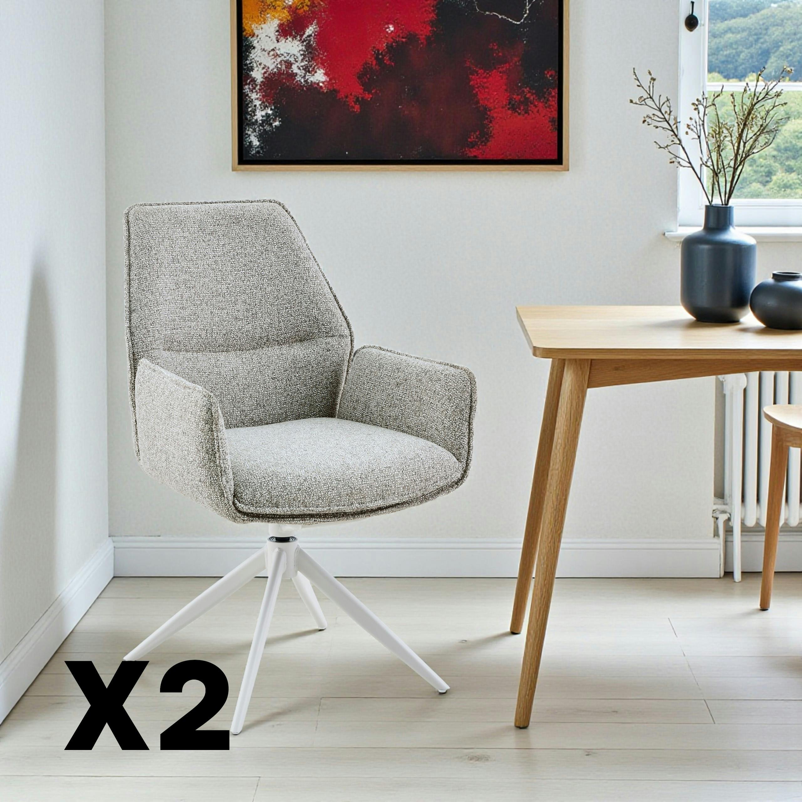 Chaise beige chiné pivotante à accoudoirs (lot de 2) CORTINA