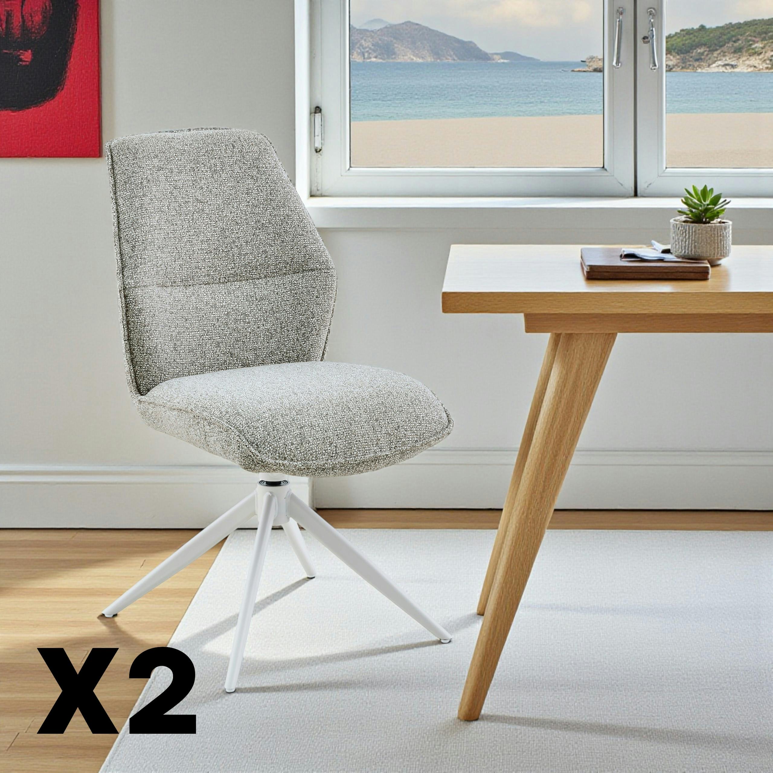 Chaise beige chiné pivotante (lot de 2) CORTINA