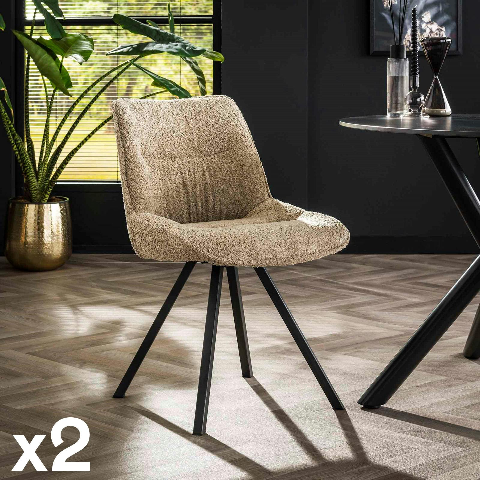 Chaise beige en bouclette style moderne (lot de 2) GALWAY