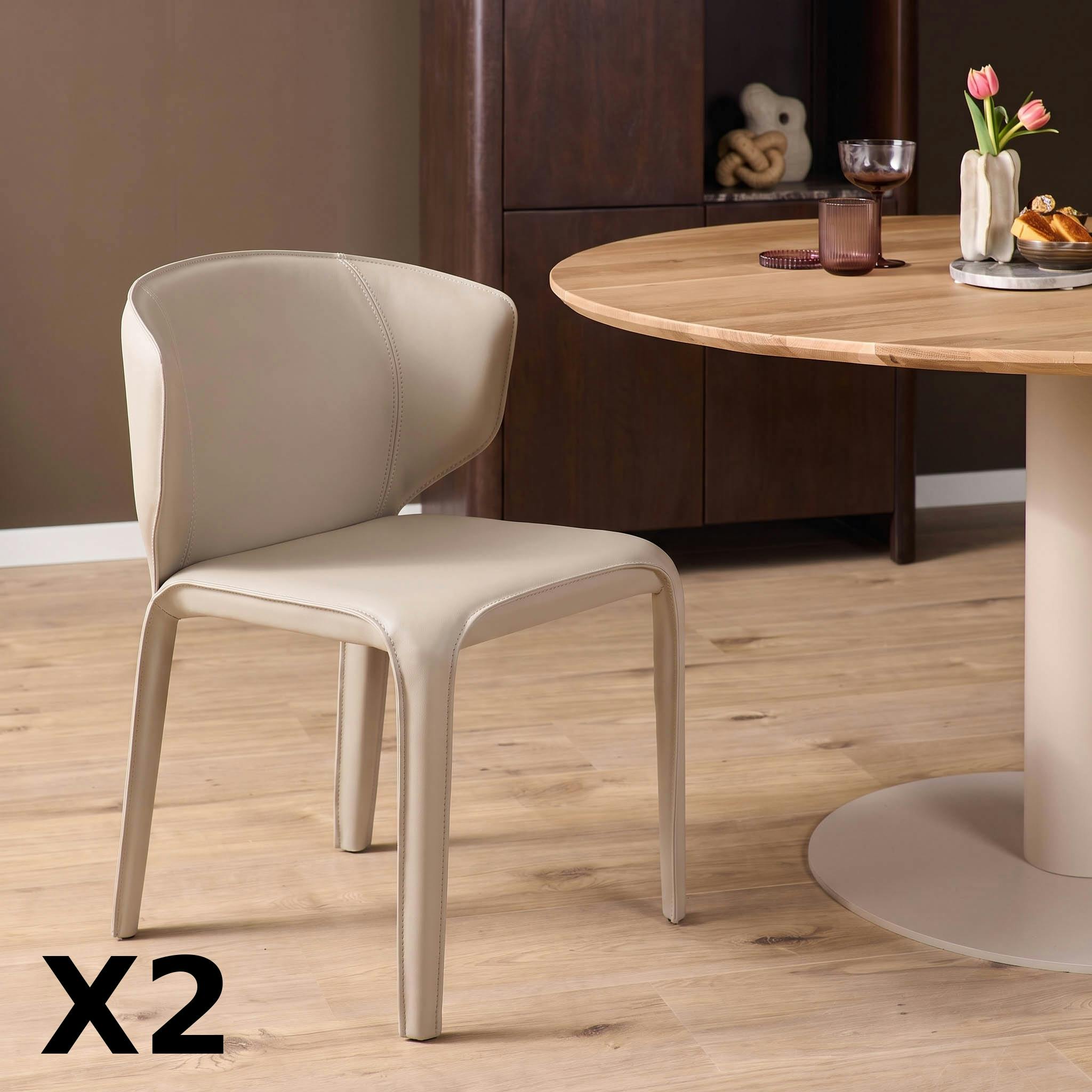 Chaise beige en simili à dossier courbe (x2) CORTINA