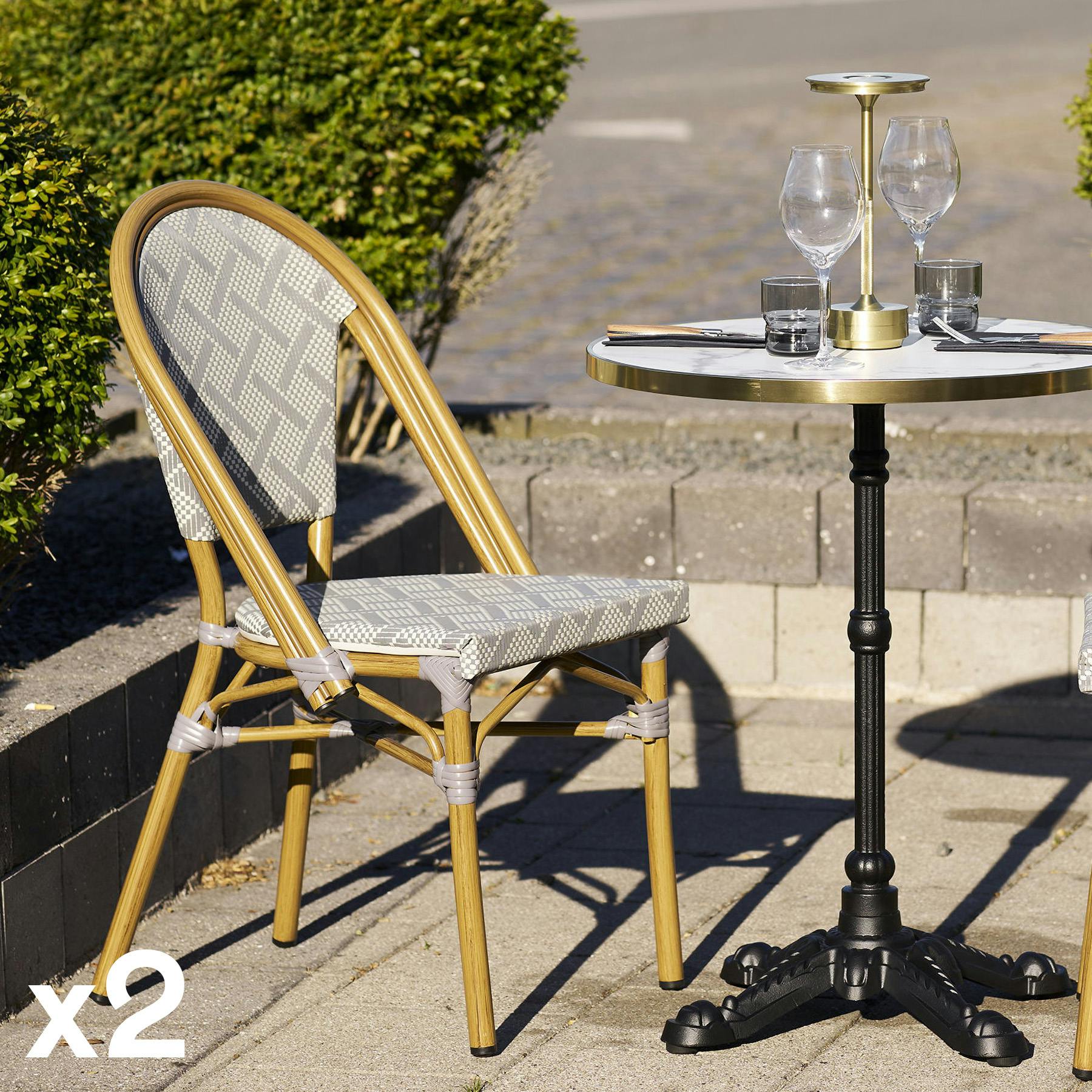 Chaise bistrot grise en textilène (lot de 2) TORANO