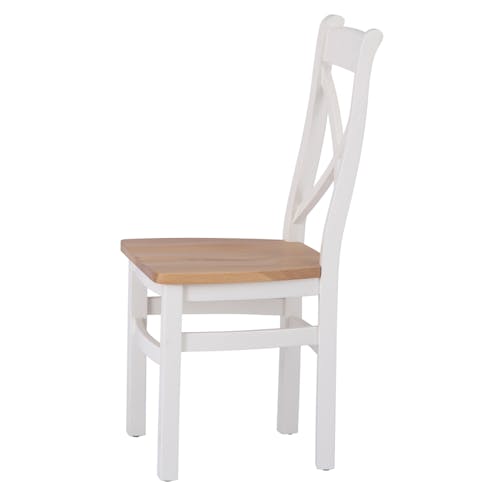 Chaise blanche assise bois dossier croisé en chêne (lot de 2) NAXOS