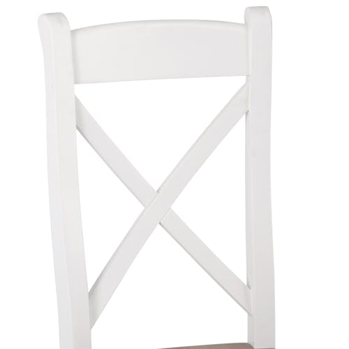 Chaise blanche assise bois dossier croisé en chêne (lot de 2) NAXOS