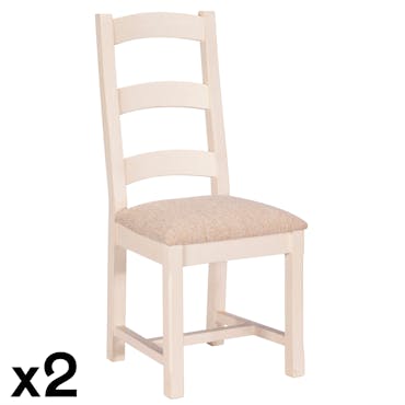 Chaise blanche bois recyclé assise rembourrée BRISTOL (lot de 2)