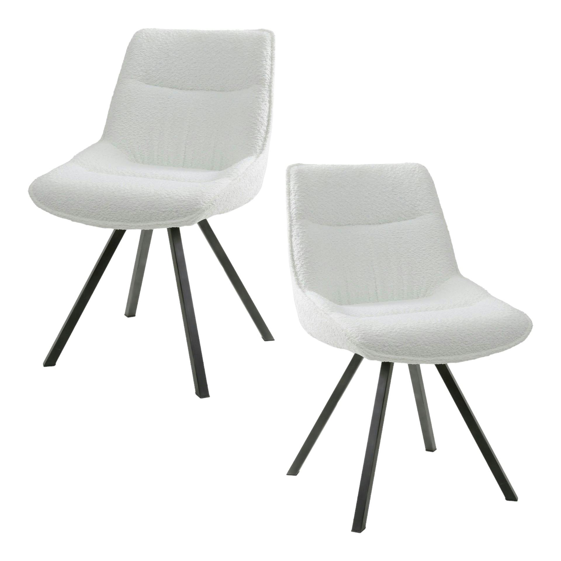 Chaise blanche en bouclette style moderne (lot de 2) GALWAY