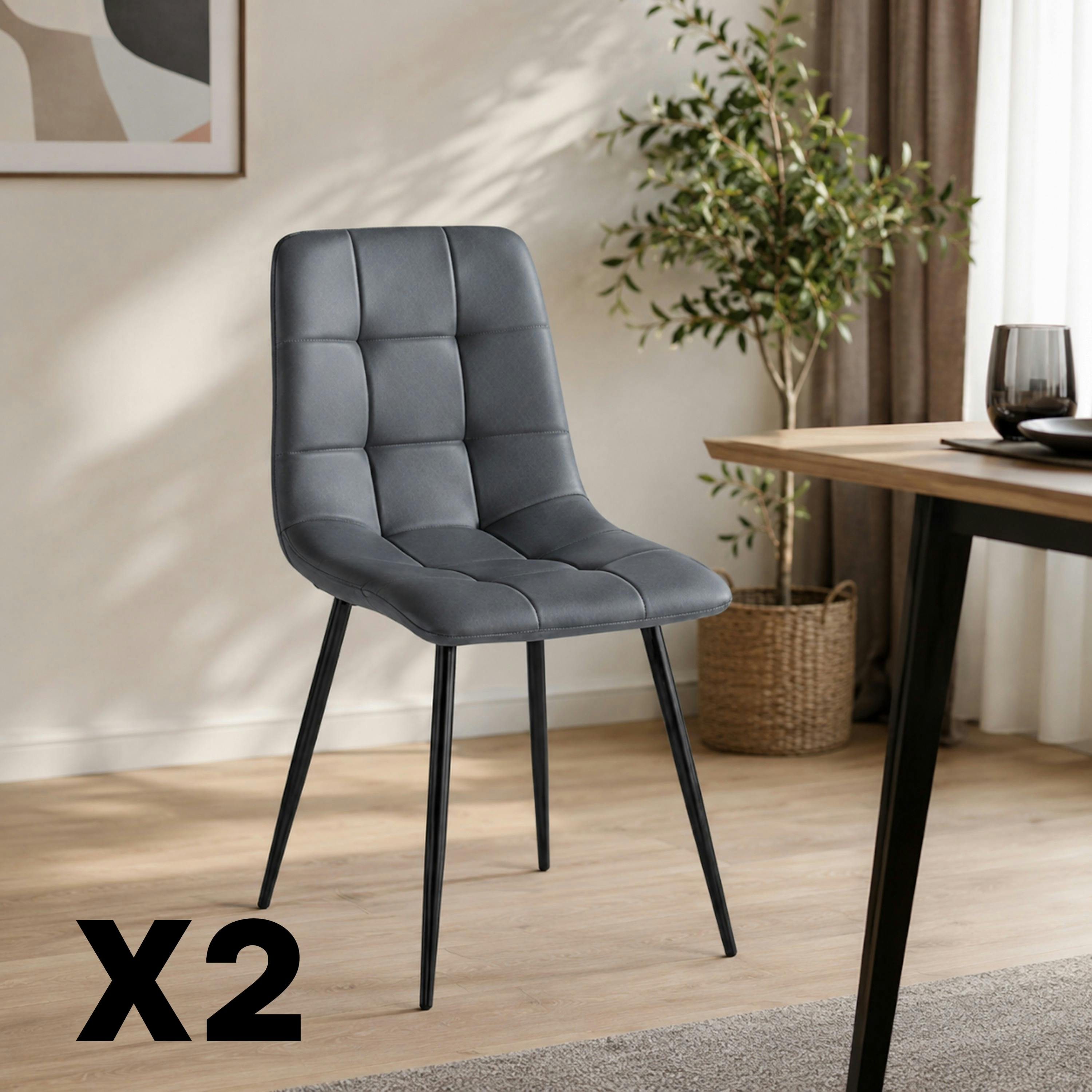 Chaise bleu arctique motif damier (lot de 2) LORA