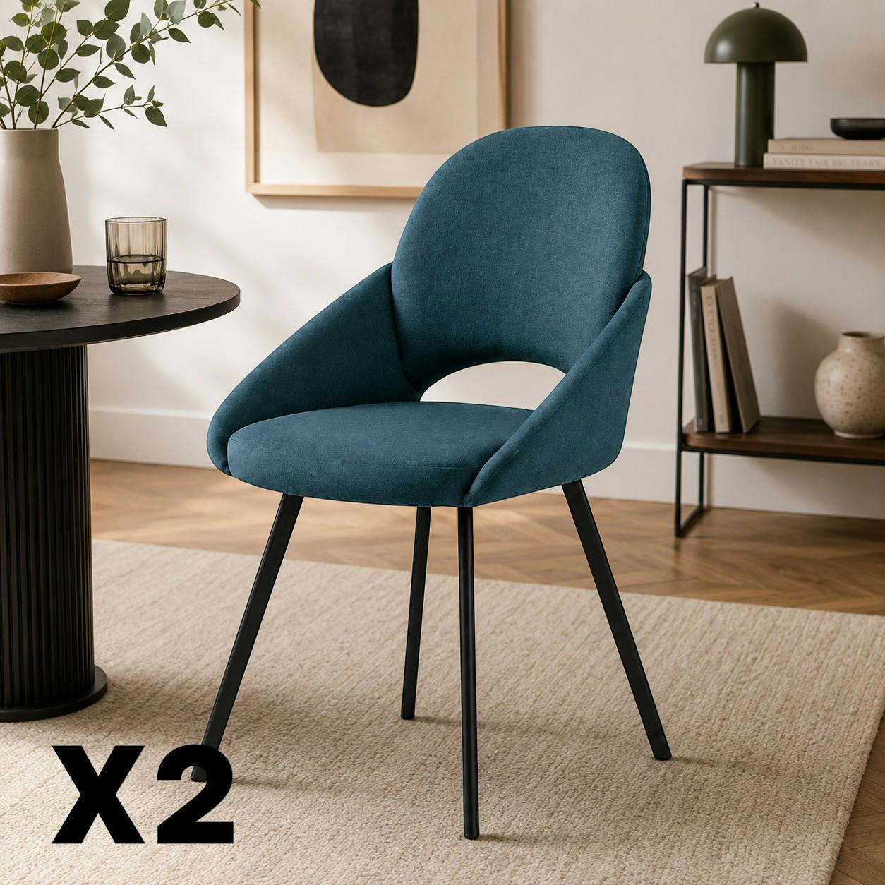 Chaise bleue à accoudoirs intégrés (x2) AUREN