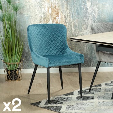  Chaise bleue en velours (lot de 2) ARLINGTON