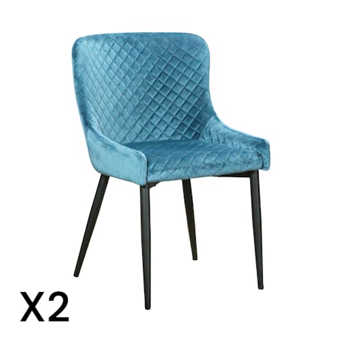 Chaise bleue en velours (lot de 2) ARLINGTON