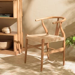 Chaise bois exotique et cannage dossier arrondi MANAK