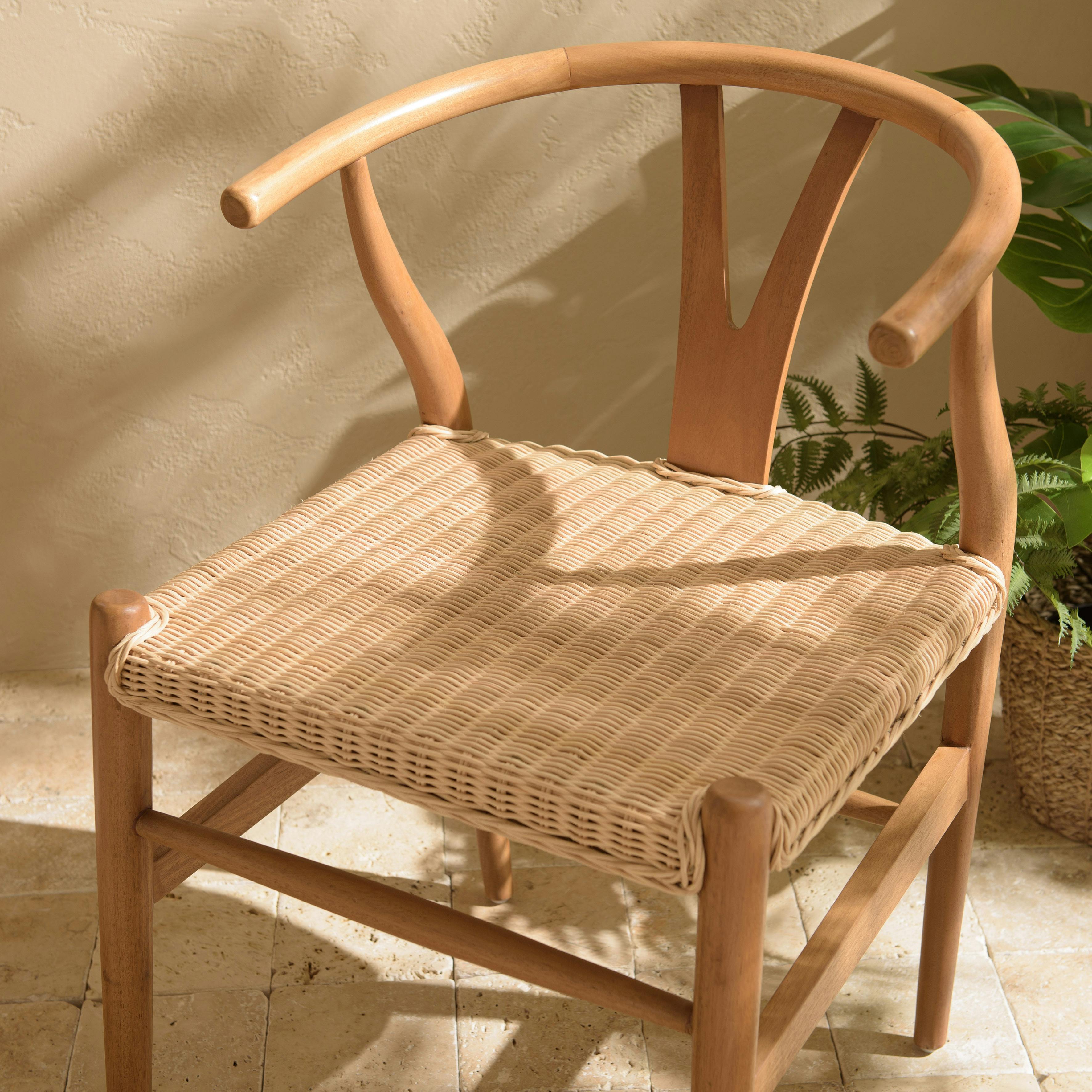 Chaise bois exotique et cannage dossier arrondi MANAK