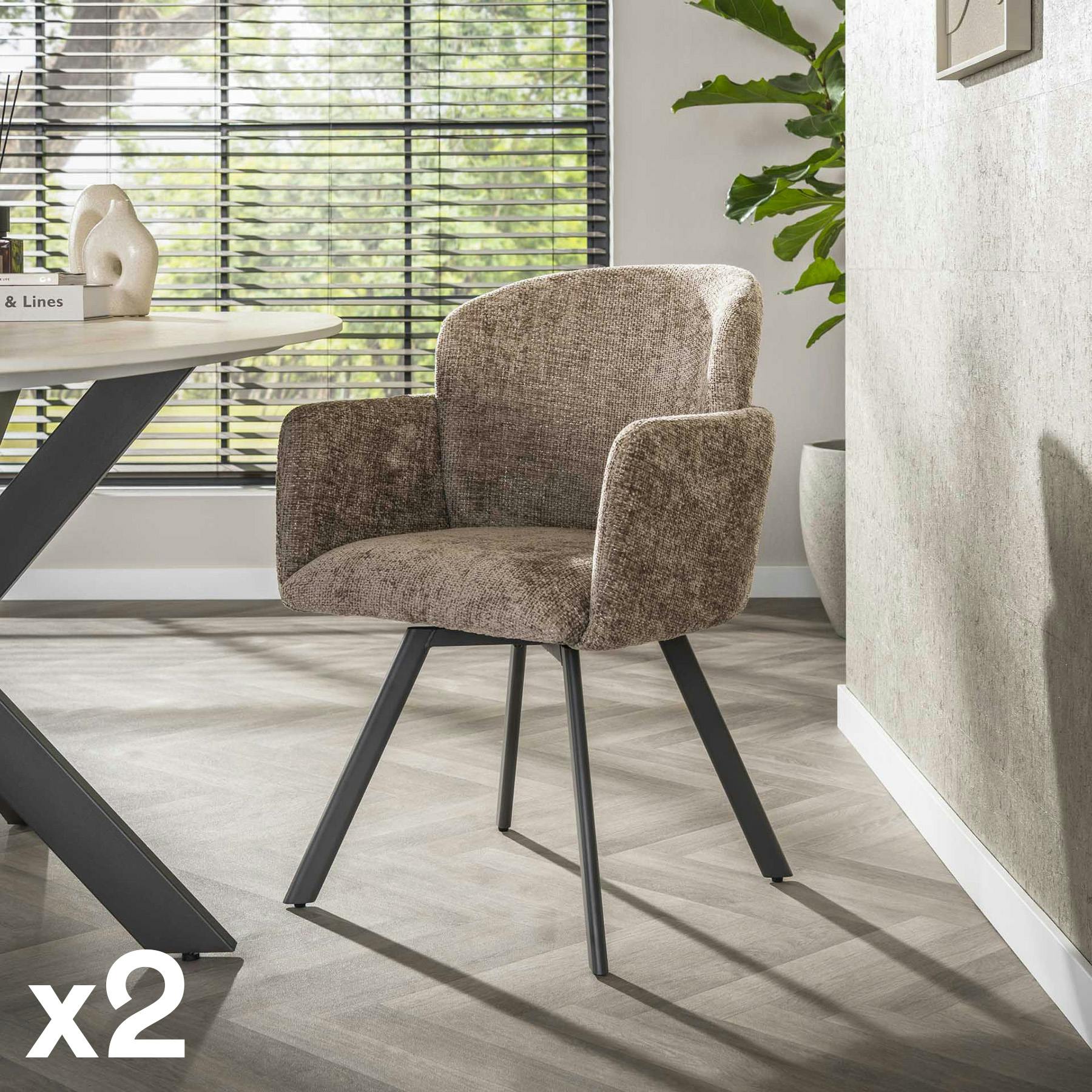 Chaise bureau pivotante beige chaud texturé (lot de 2) CREEK