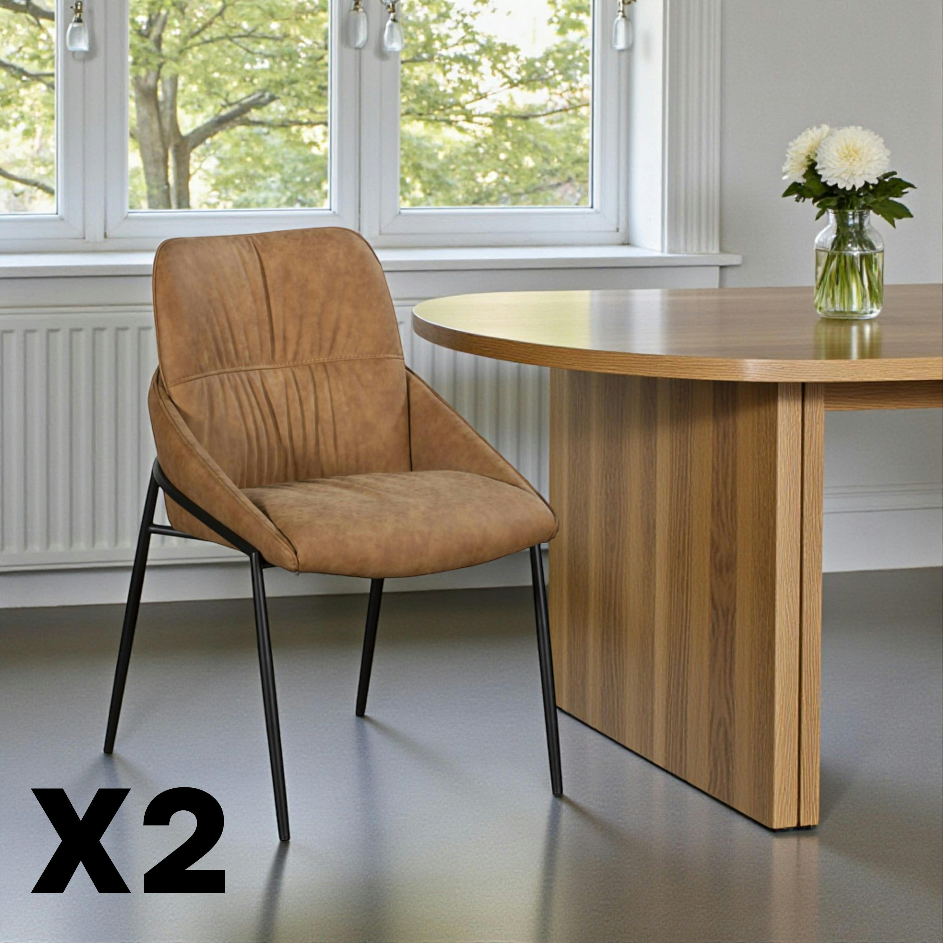 Chaise camel à dossier plissé (lot de 2) OKA