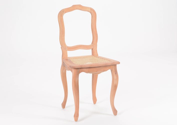Chaise cannée romantique en bois prêt à peindre MERVEILLE H93cm AMADEUS