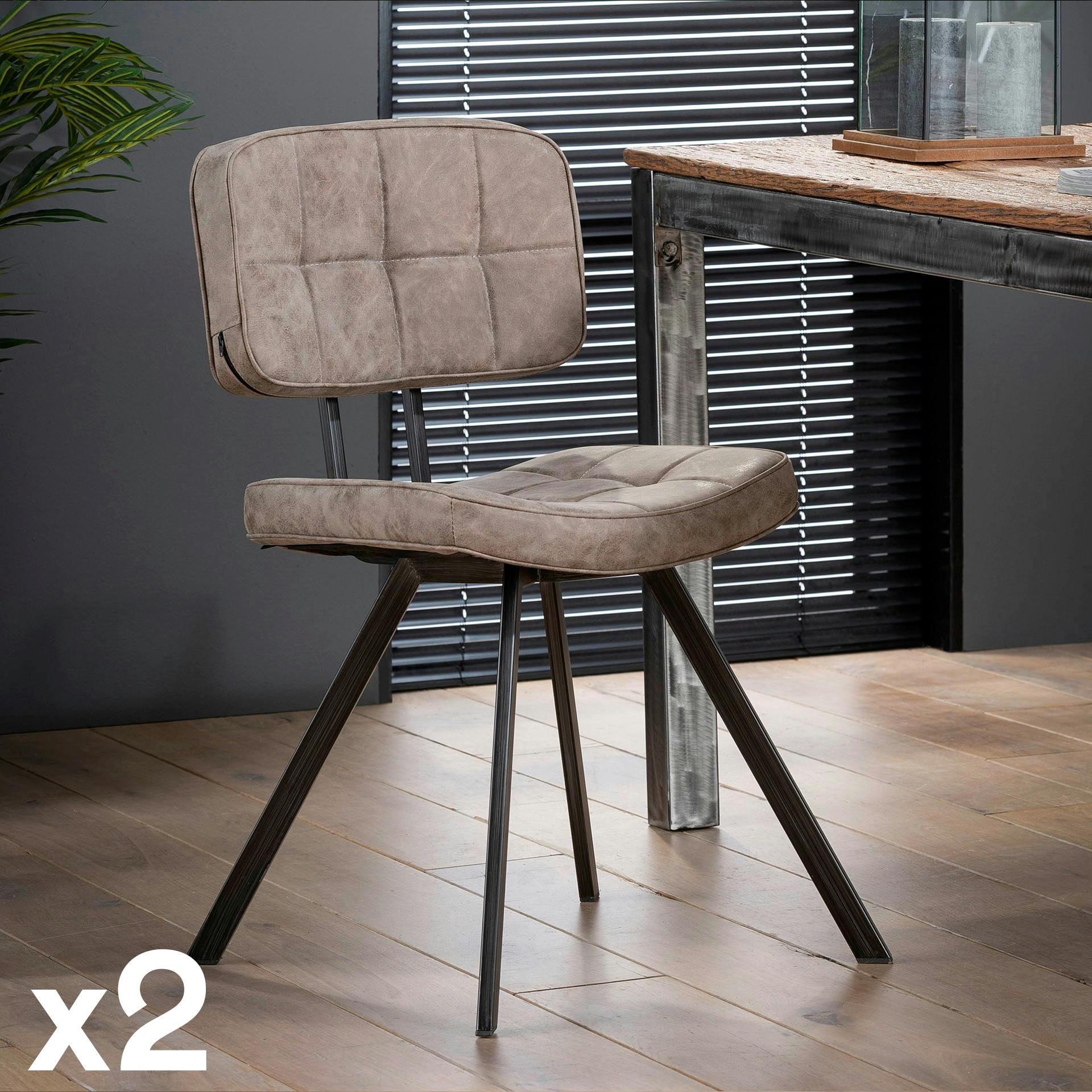 Chaise en tissu marron pieds metal de style industriel