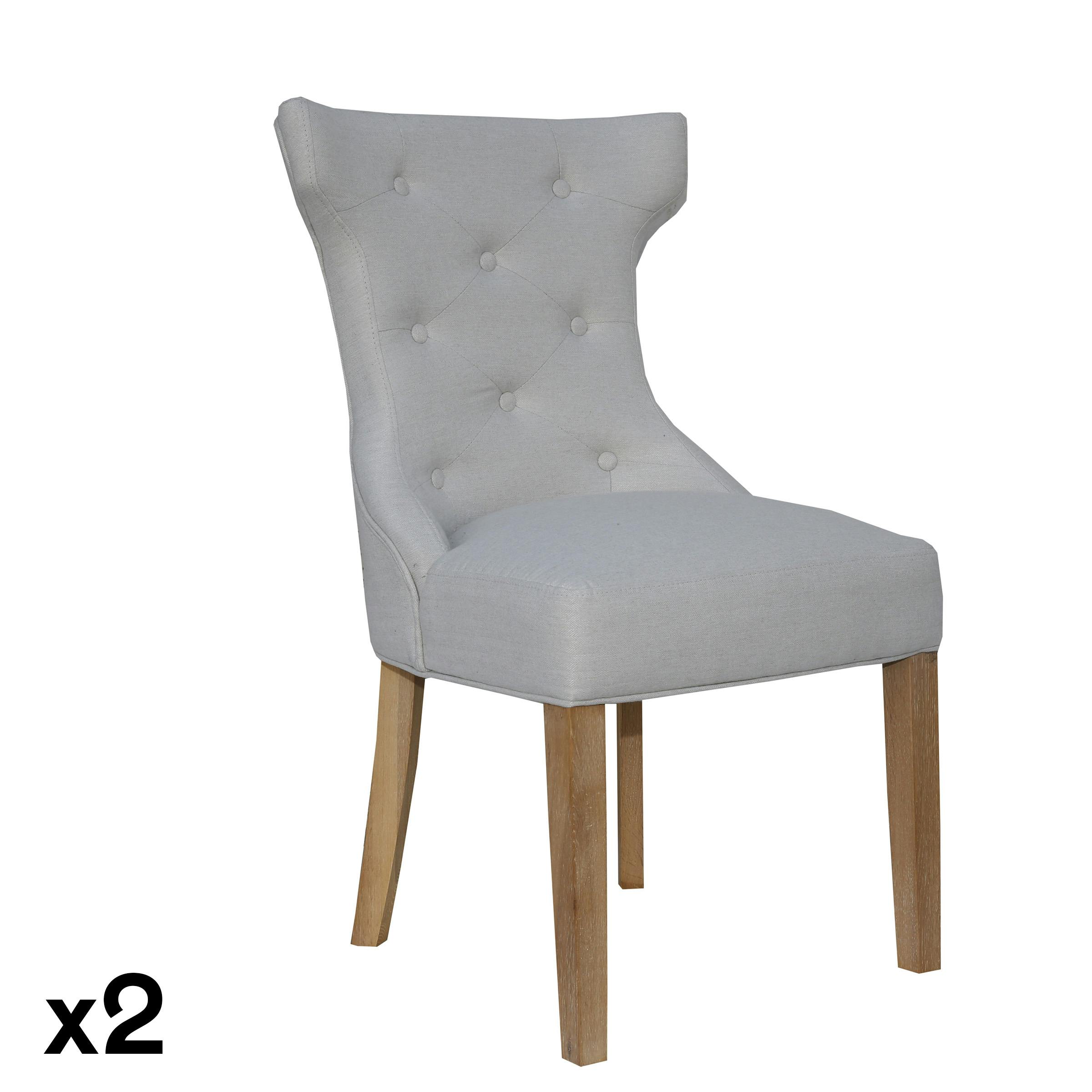 Chaise capitonnée écrue à poignée (lot de 2) COTTAGE