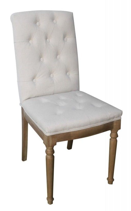 Chaise capitonnée en lin écru MEDICIS