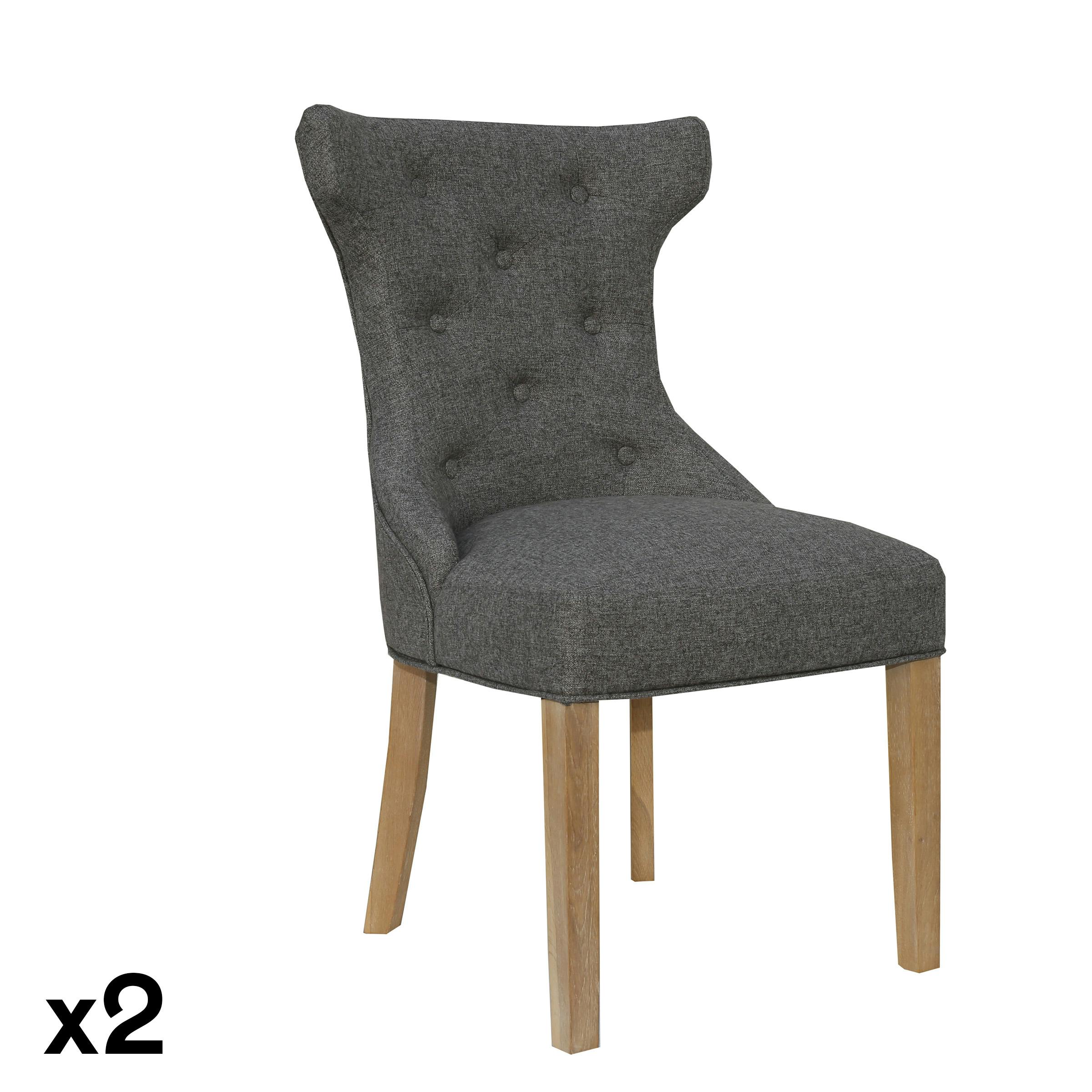 Chaise capitonnée gris anthracite à poignée (lot de 2) COTTAGE