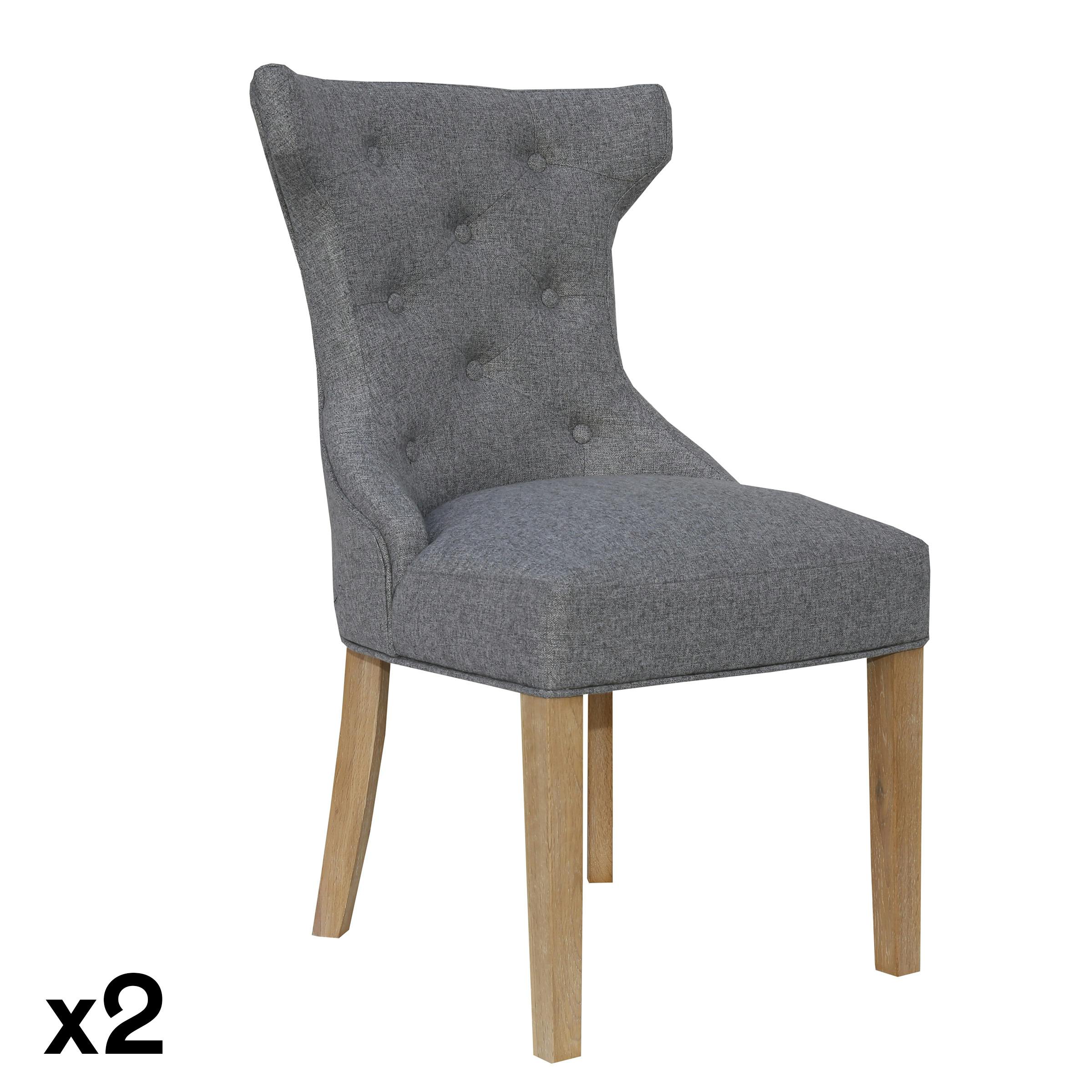 Chaise capitonnée gris clair à poignée (lot de 2) COTTAGE