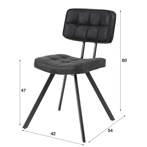 Chaise en tissu noir pieds metal de style industriel