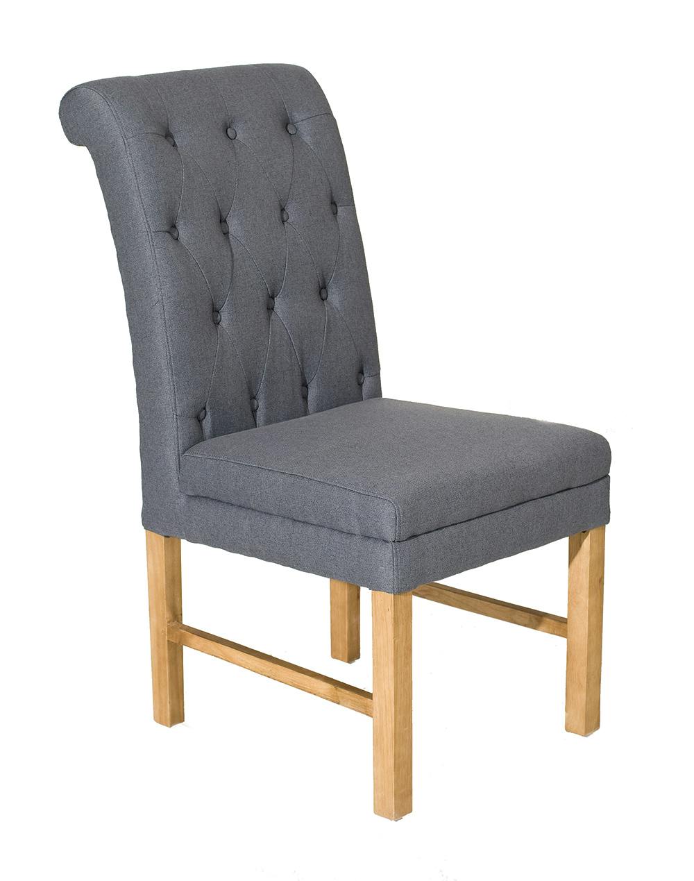 Chaise capitonnée tissu gris BRITISH