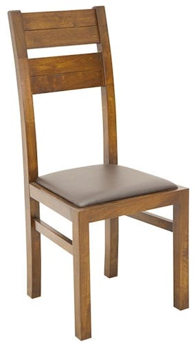 Chaise classique bois et assise marron ATTAN