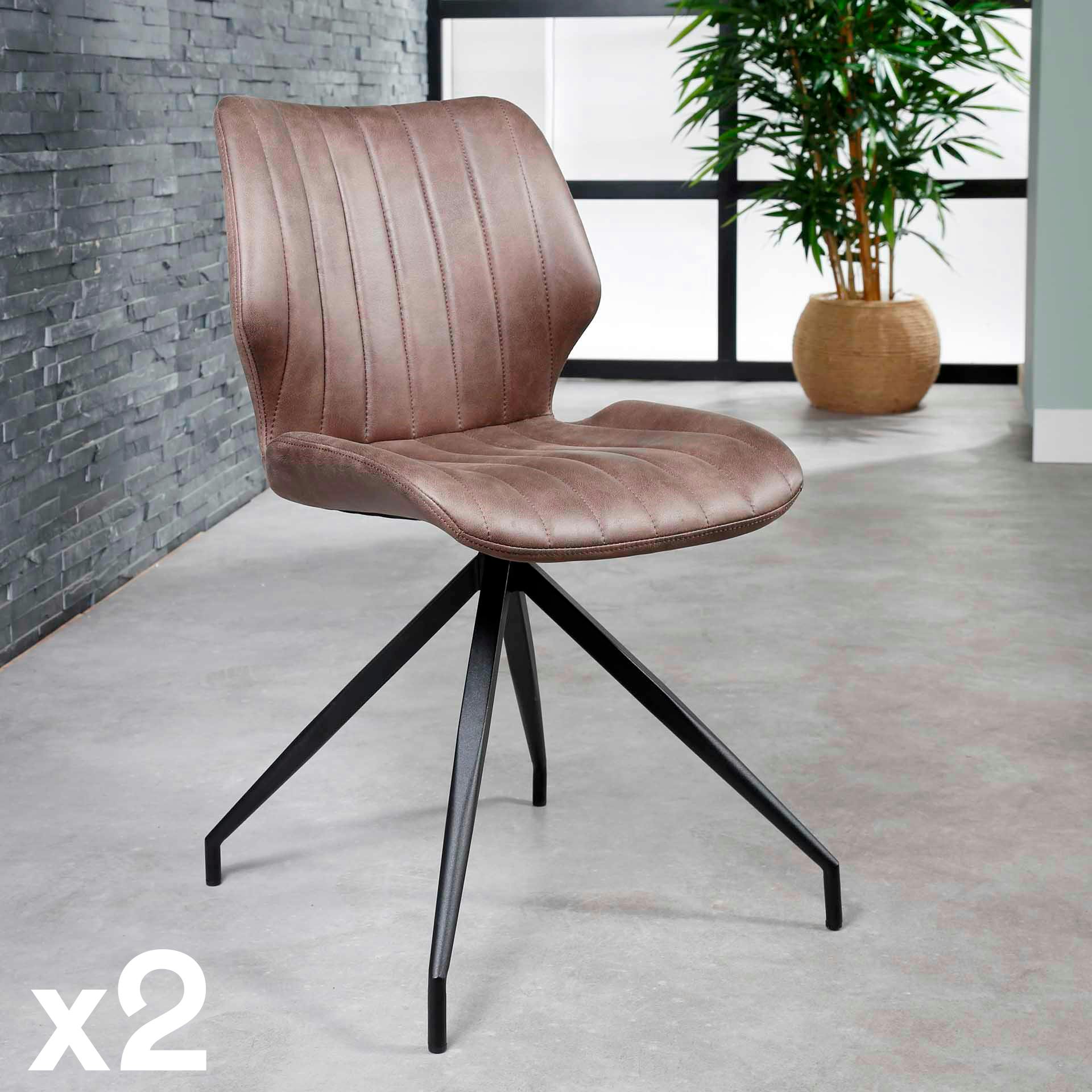 Chaise en tissu marron pieds metal de style industriel