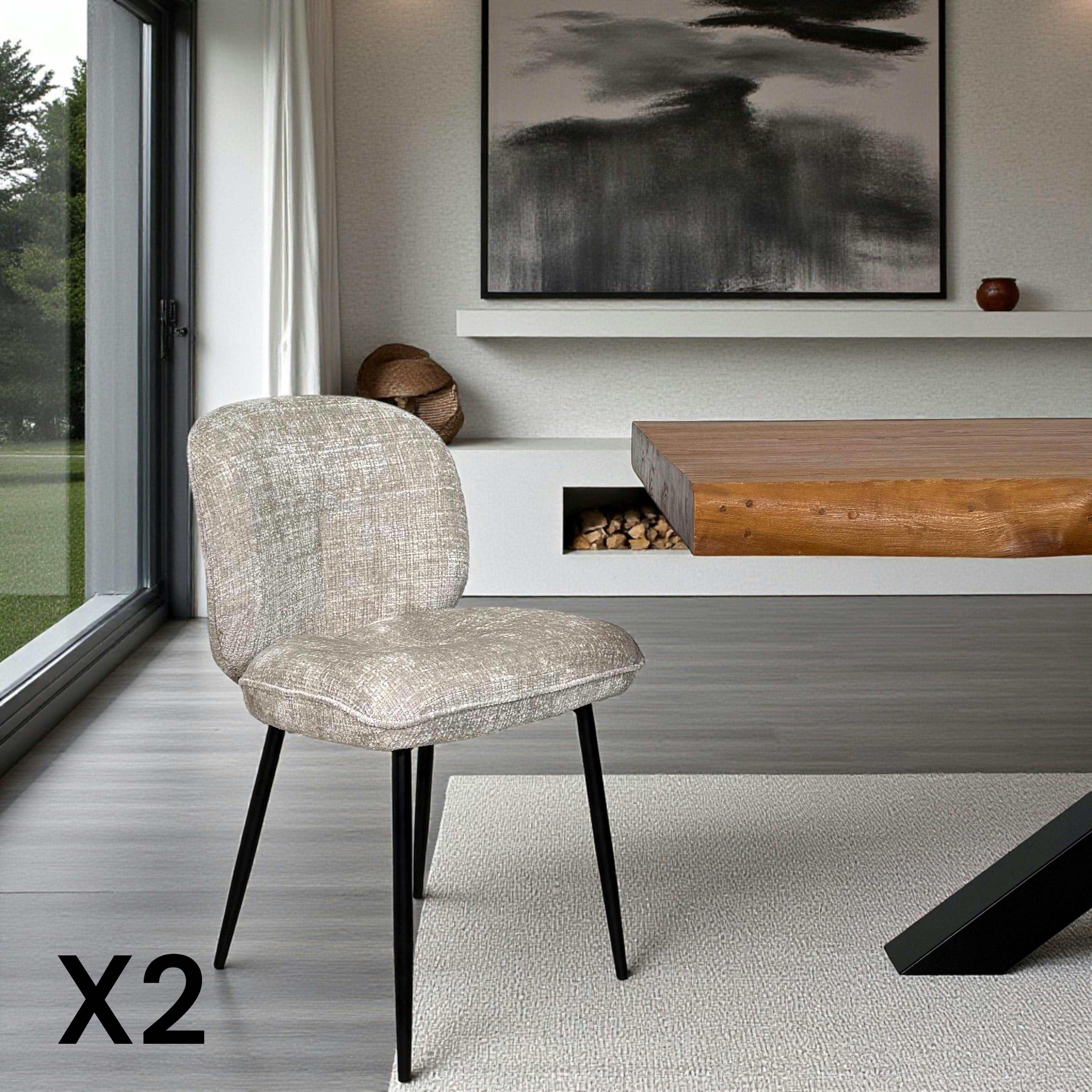Chaise cosy en tissu beige (lot de 2) IENA