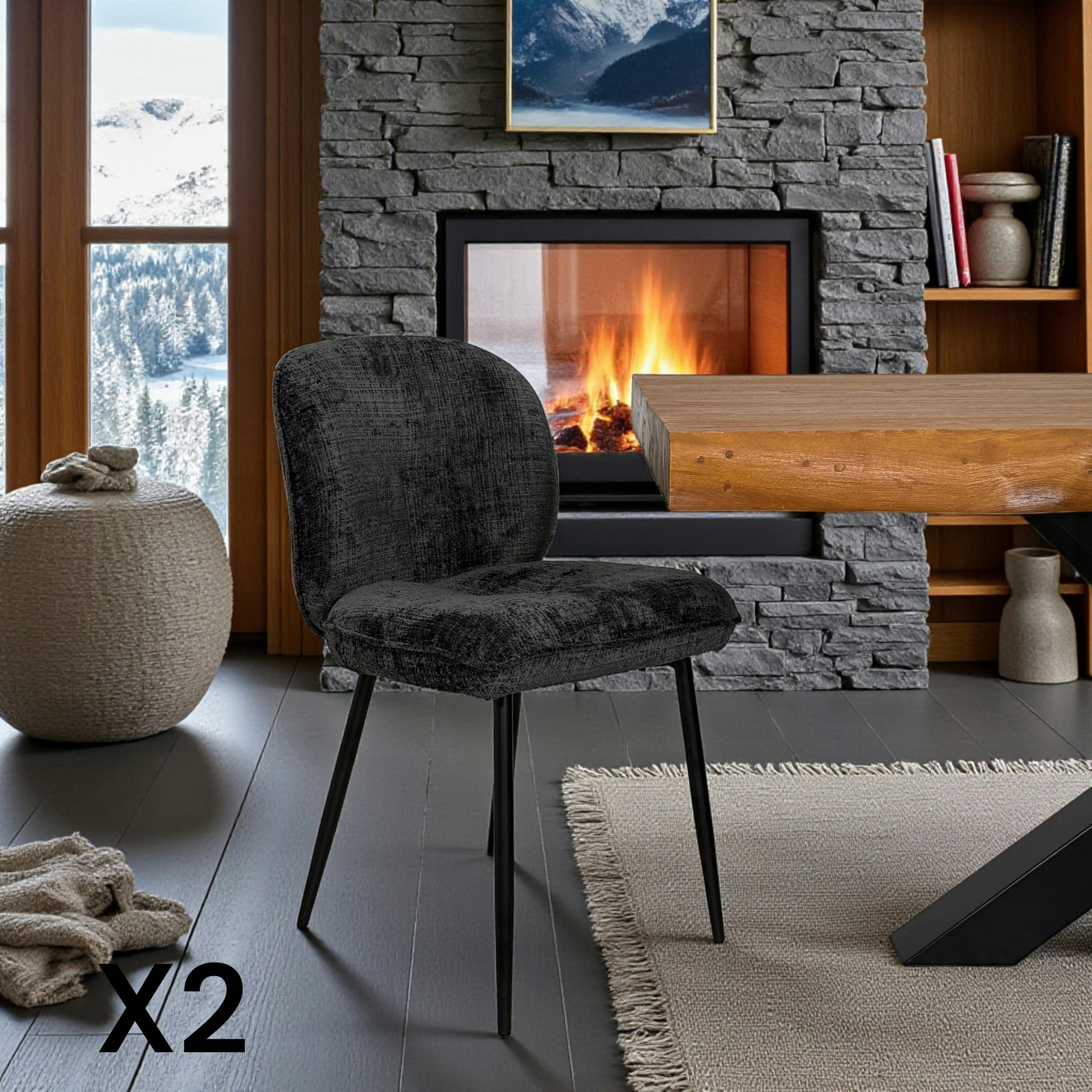 Chaise cosy en tissu noir (lot de 2) IENA
