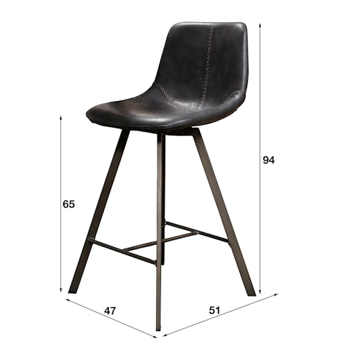 Chaise haute de bar noire style vintage pied metal en etoile