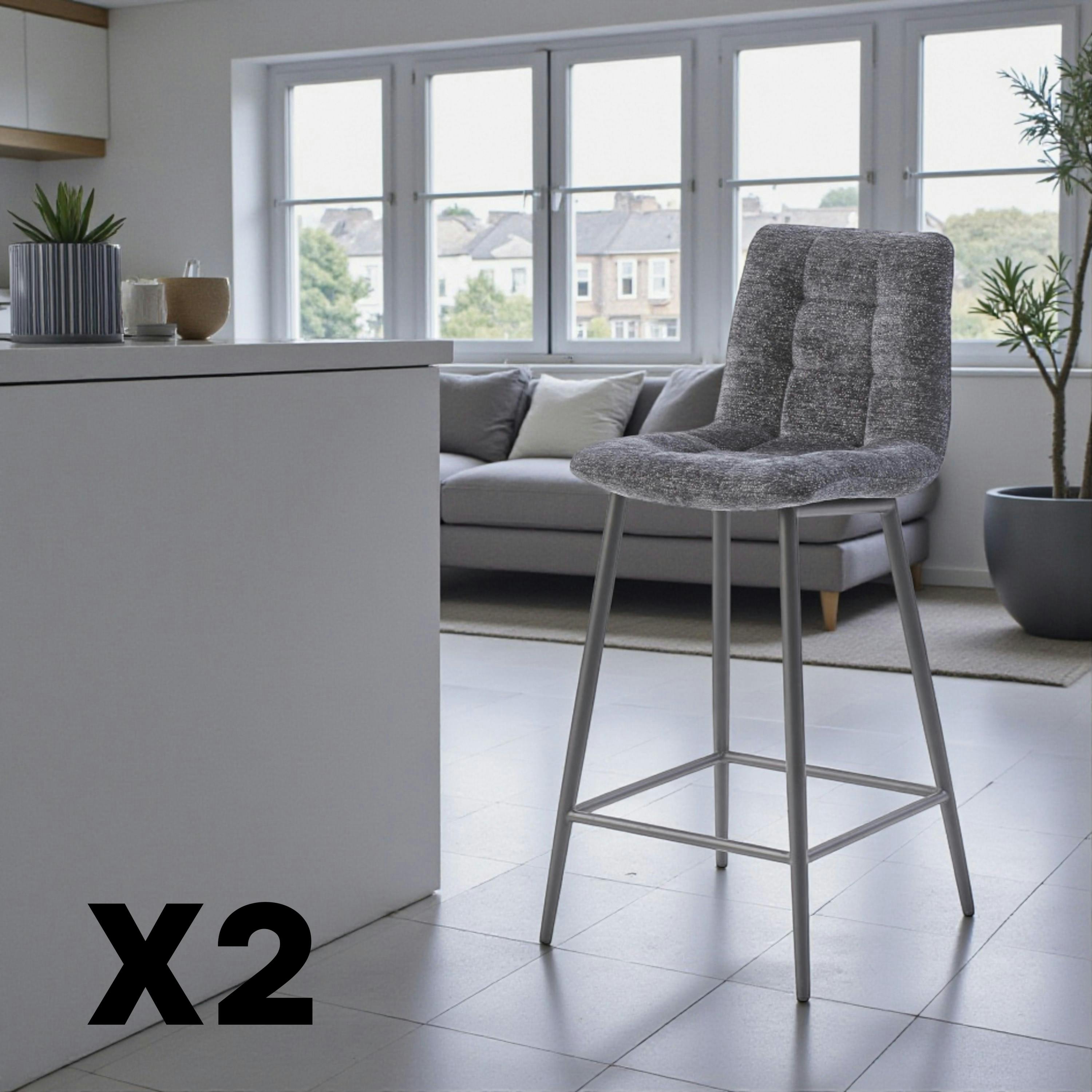 Chaise de bar anthracite motif damier (lot de 2) LOMBARDIE